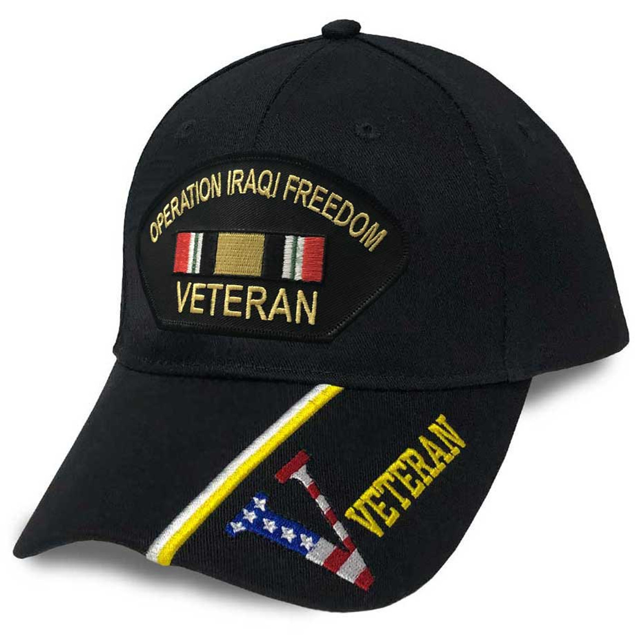 Operation Iraqi Freedom Hat with Ribbon and V Veteran Graphics