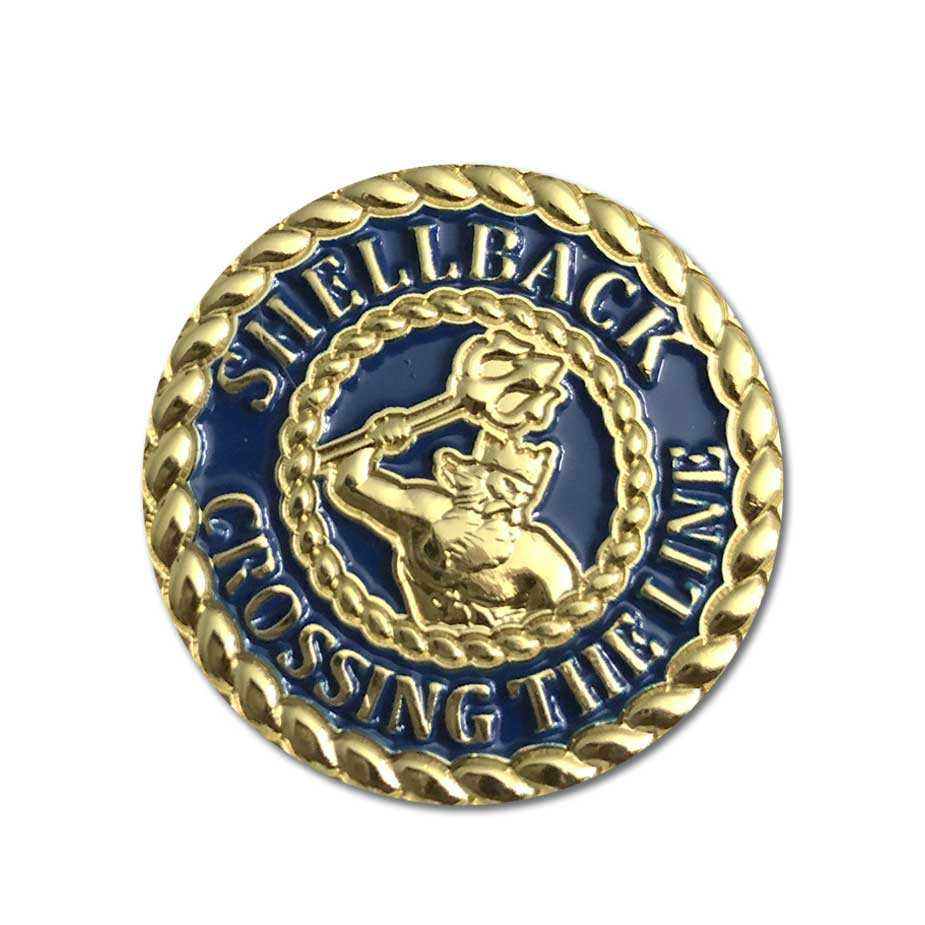 Pièce Commémorative US Navy Shellback Crossing The Line - Challenge Coin Plaqué, 40mm, Cadeau Collection Militaire