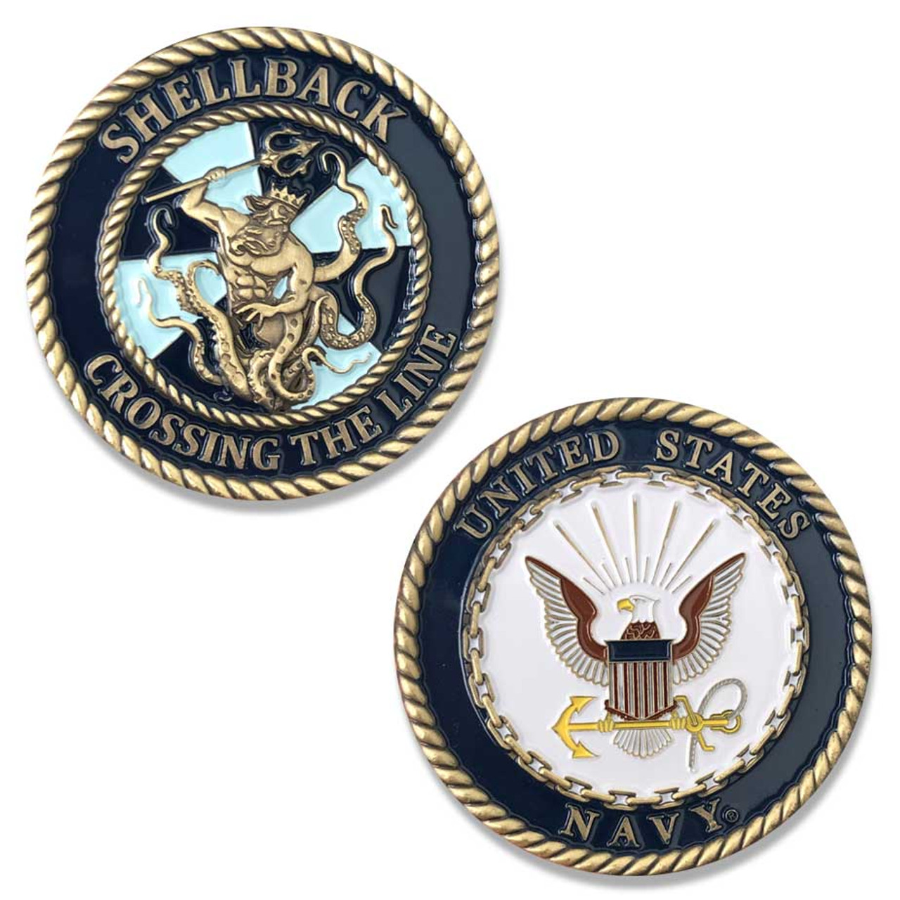 US Navy Challenge Coin with Shellback Graphic