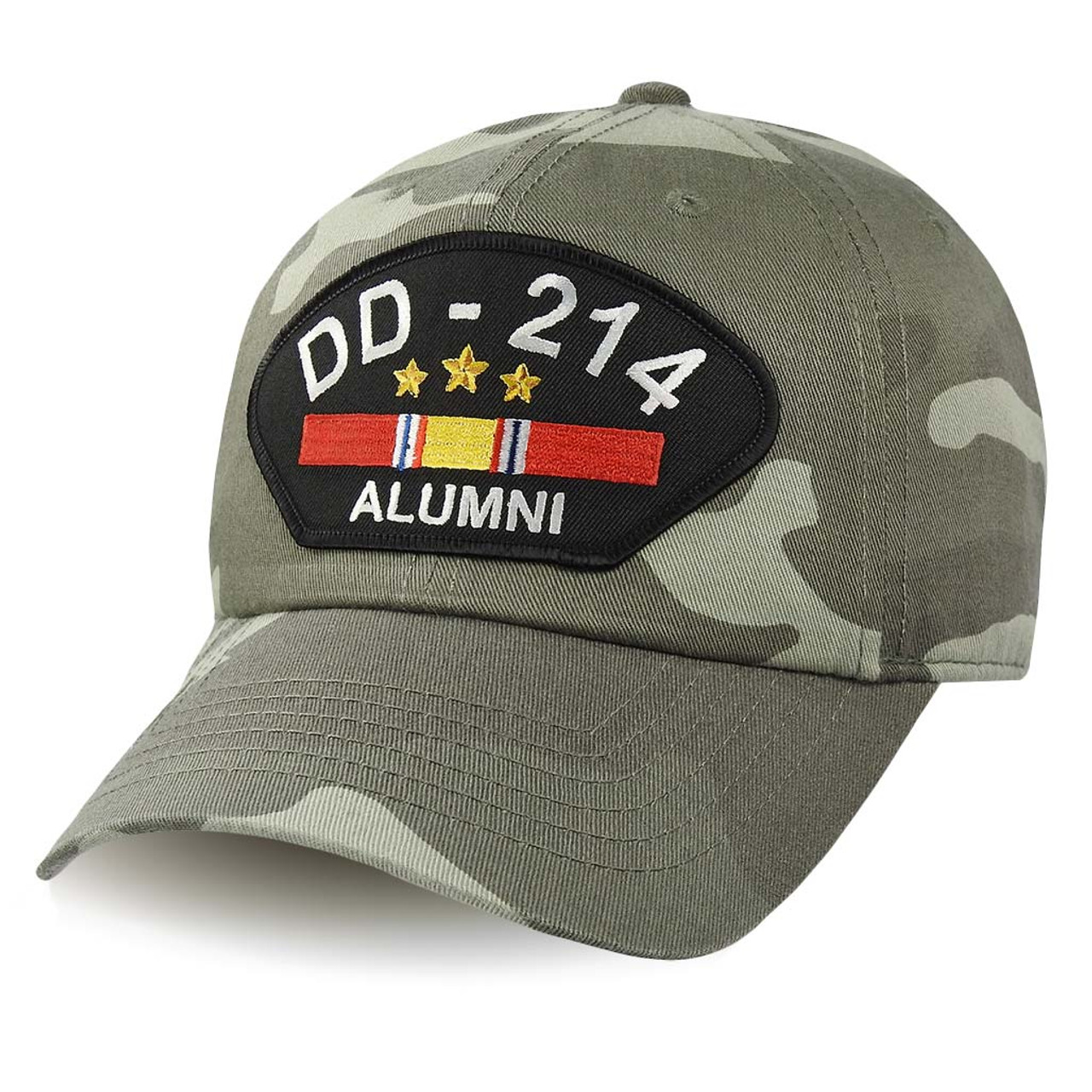 DD-214 Alumni and National Service Ribbon Hat on Urban Camo Hat military army navy marines air force