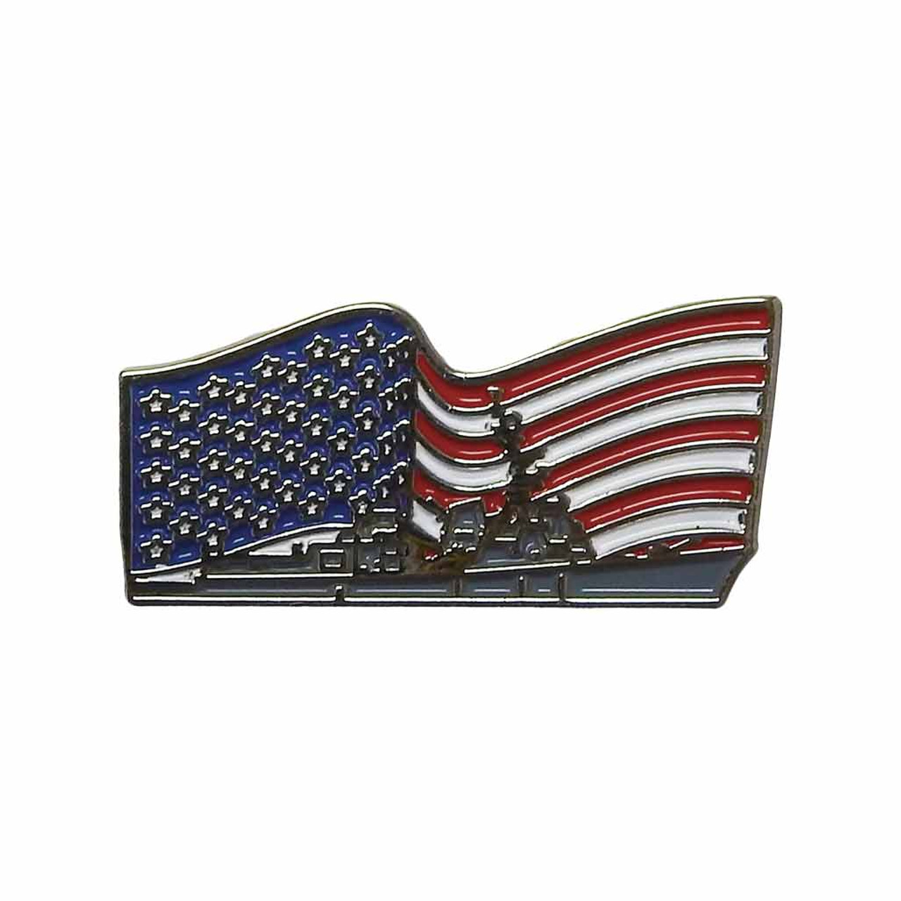 American Flag and Naval ship lapel/hat pin full color photo