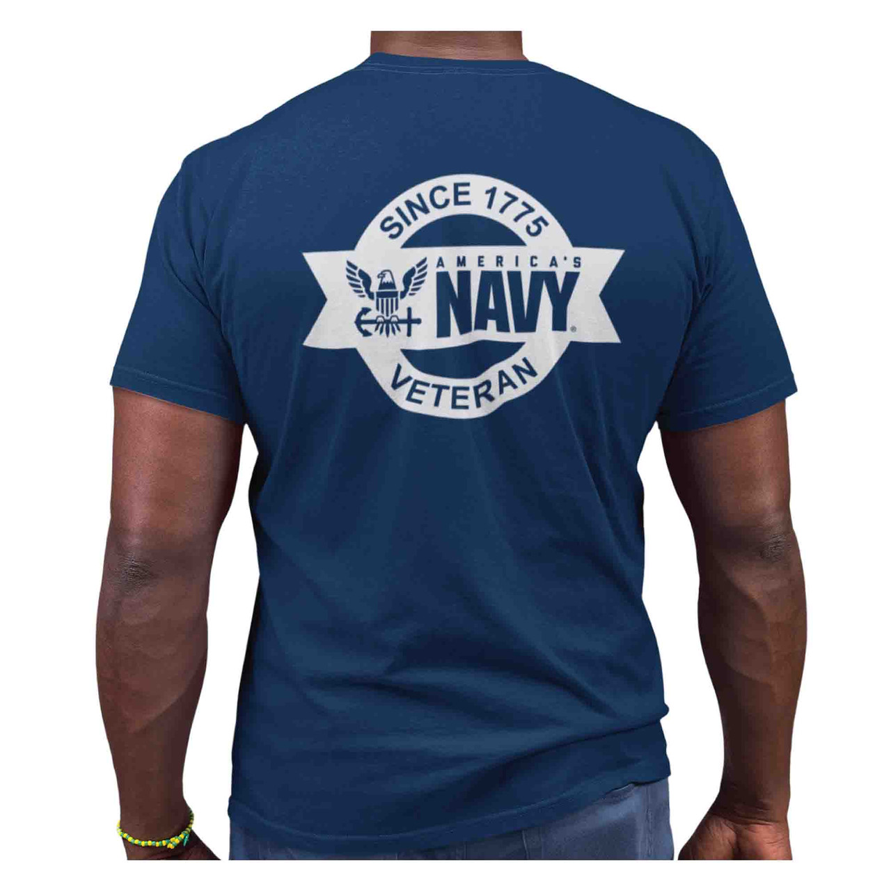 U.S. Navy Veteran Custom Circle and Ribbon Graphic 2-sided T-shirt