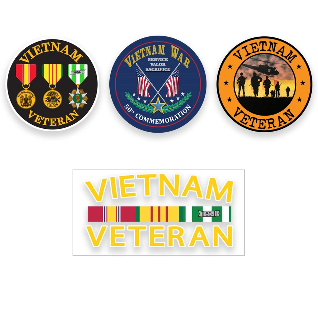 VetFriends.com Vietnam Veteran Decal Sticker Collection (4 Decals)