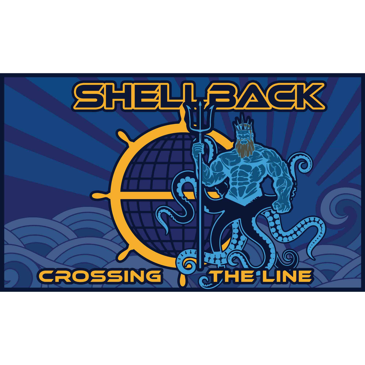 Shellback Crossing the Line Flag: Custom Design 3 x 5 - flag in full color detail waving