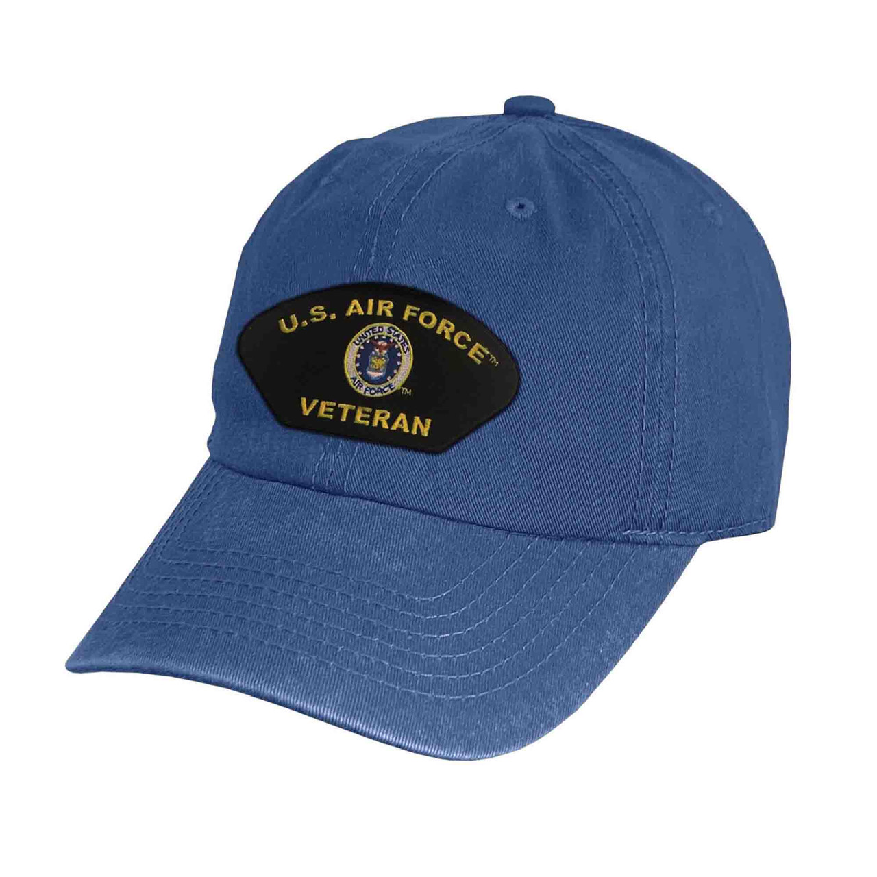 Officially Licensed by the U.S. Air Force Vintage Blue Hat with USAF Veteran Patch quarter view