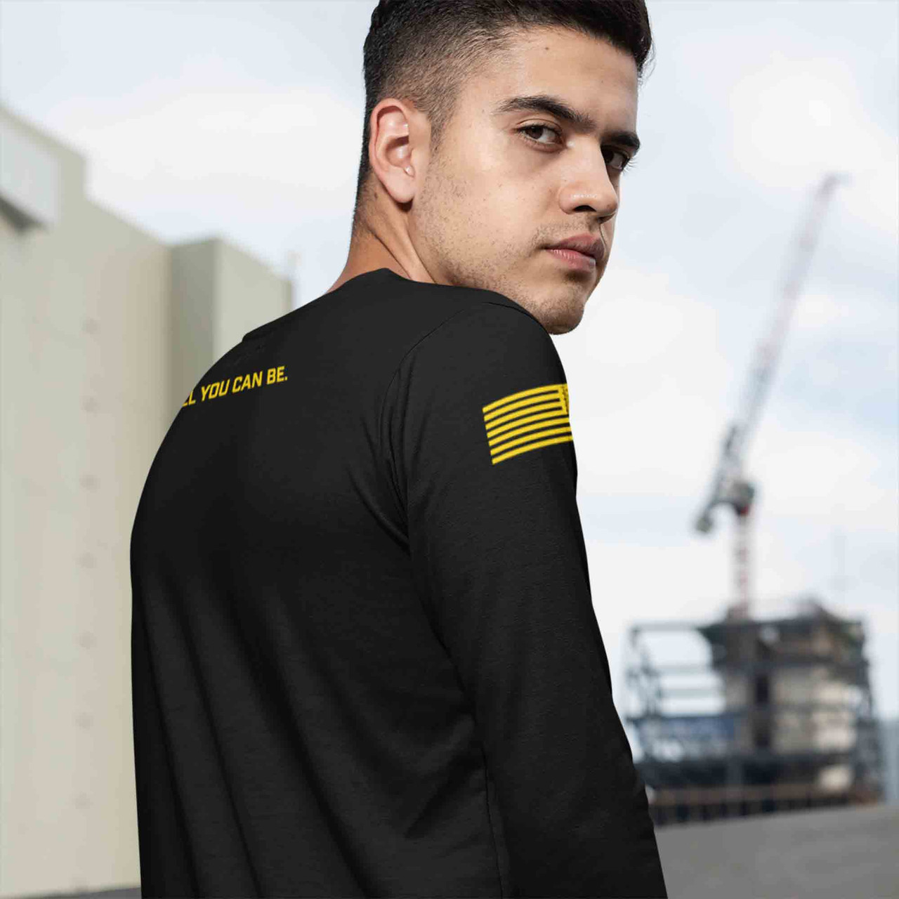 long sleeve t-shirt for men US Army t-shirt black yellow army logo mens tee