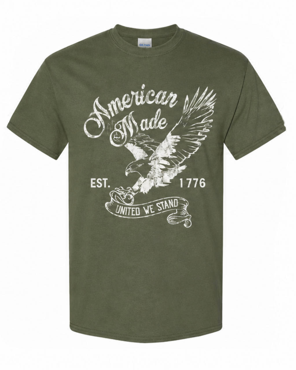 USA Vintage Eagle 1776 - United We Stand T-Shirt Olive Drab - front view