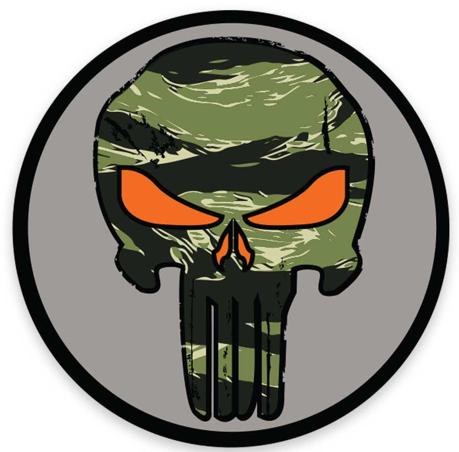 Punisher Tigerstripe Camo Skull Circle Decal Sticker Quantity (2)