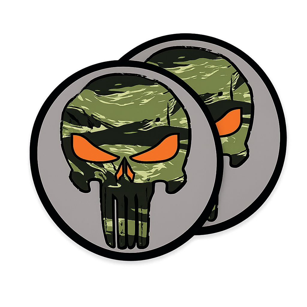 Punisher Tiger Stripe Camo Skull Circle Decal Sticker Quantity (2)
