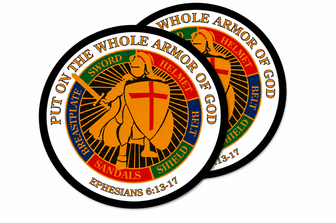Armor of God Christian/US Veteran Circle Decal Sticker Quantity of 2