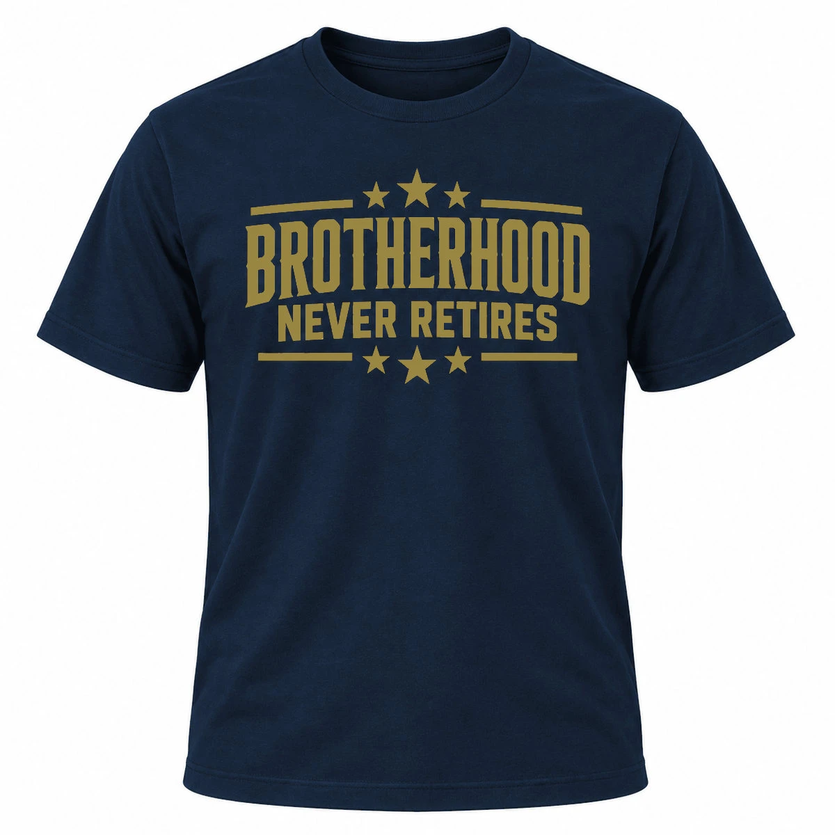 Brotherhood Never Retires T-Shirt Navy Blue - front view