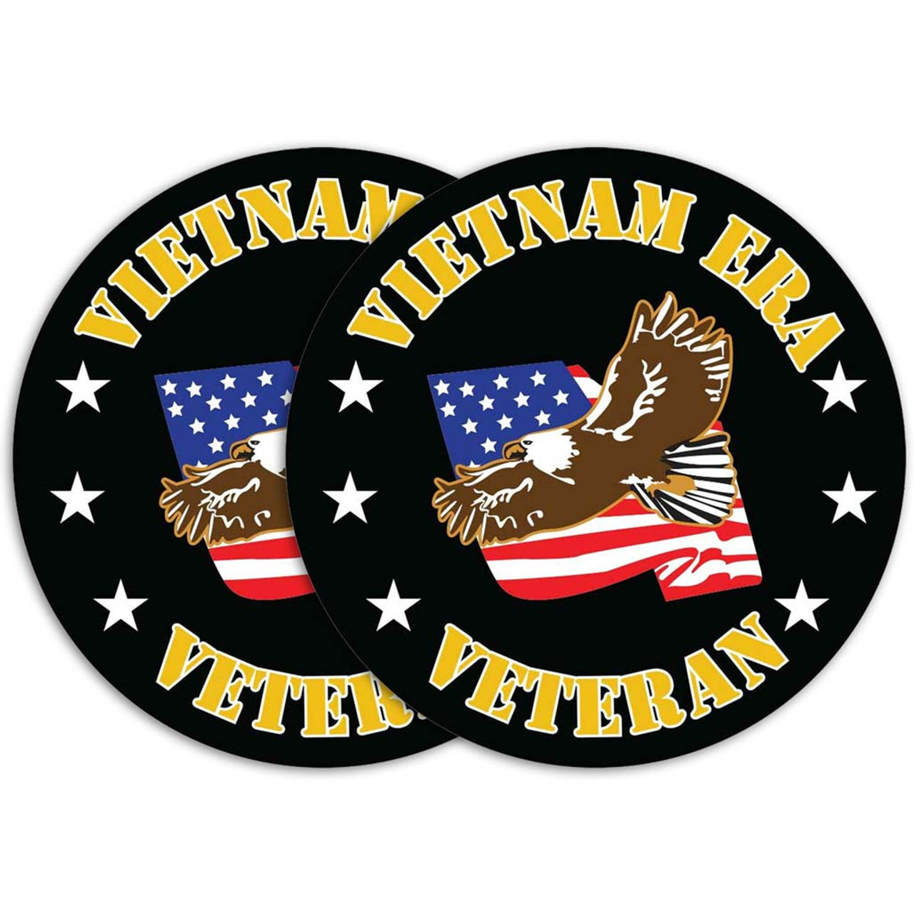 Vietnam Era Veteran Circle Decal with Eagle Graphic Quantity of (2) fun vintage quality