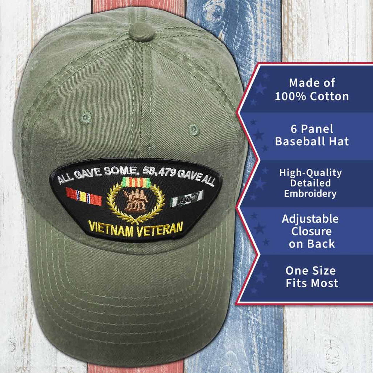 Vietnam Veteran All Gave Some, 58,479 Gave All OD Hat