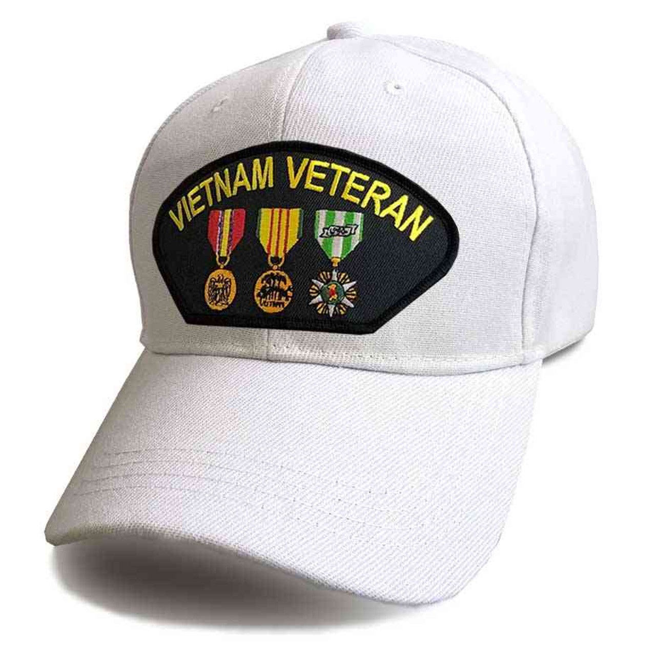 vietnam veteran hat 3 medals white