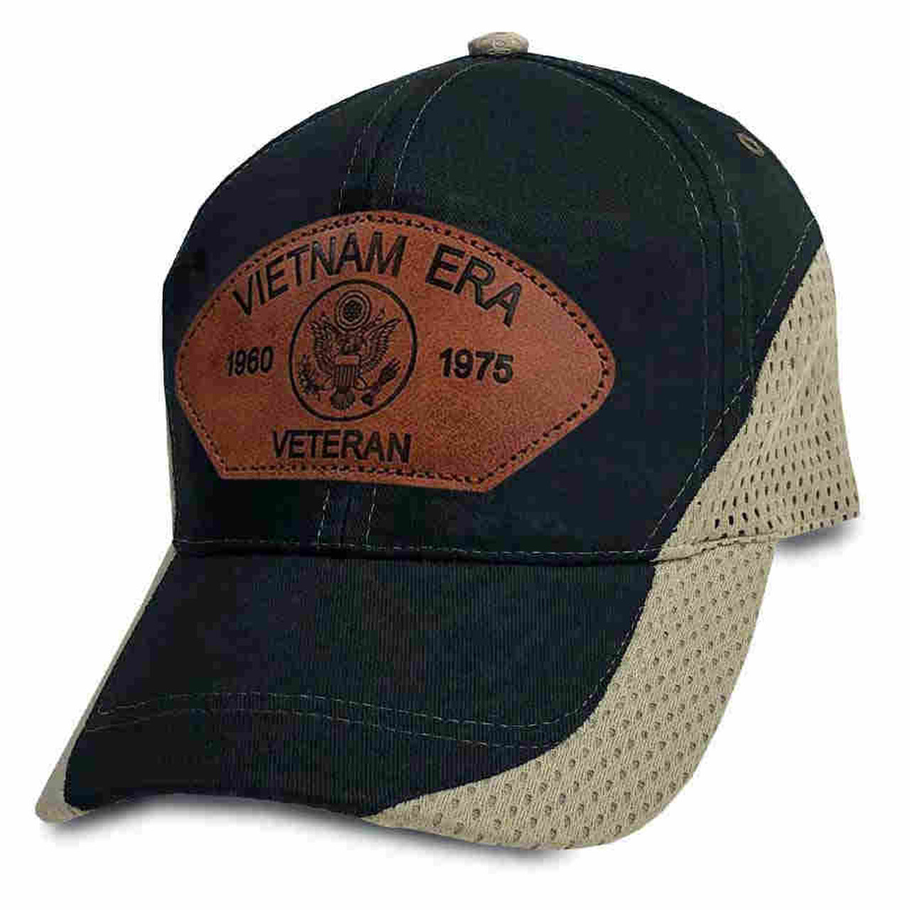 vietnam era veteran hat custom leather patch black khaki hat