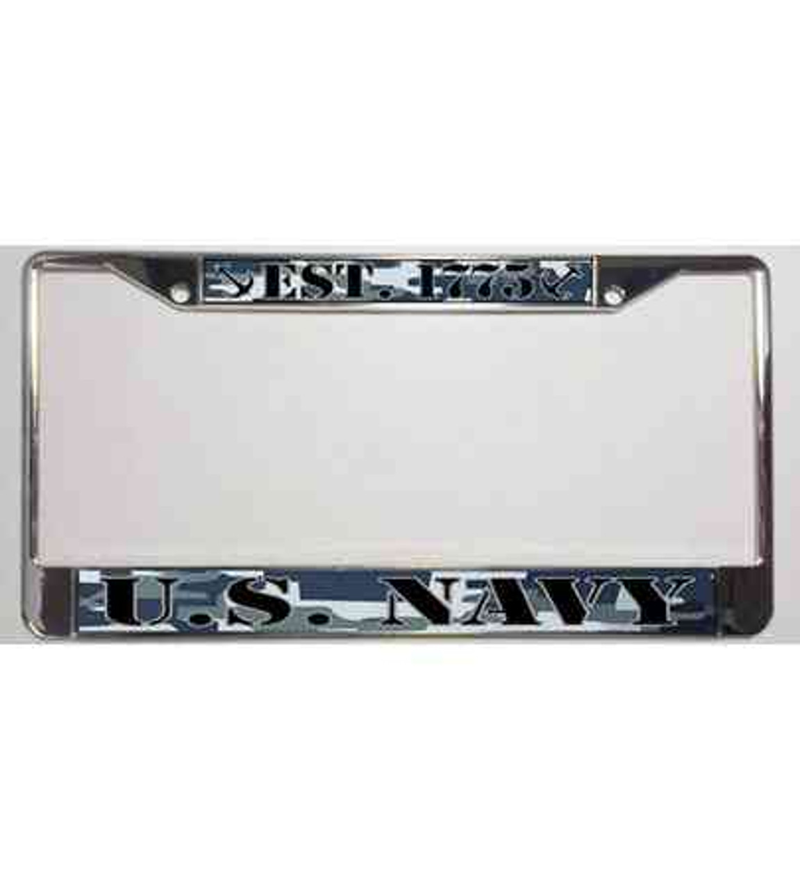 u s navy blue camo est 1775 license plate frame