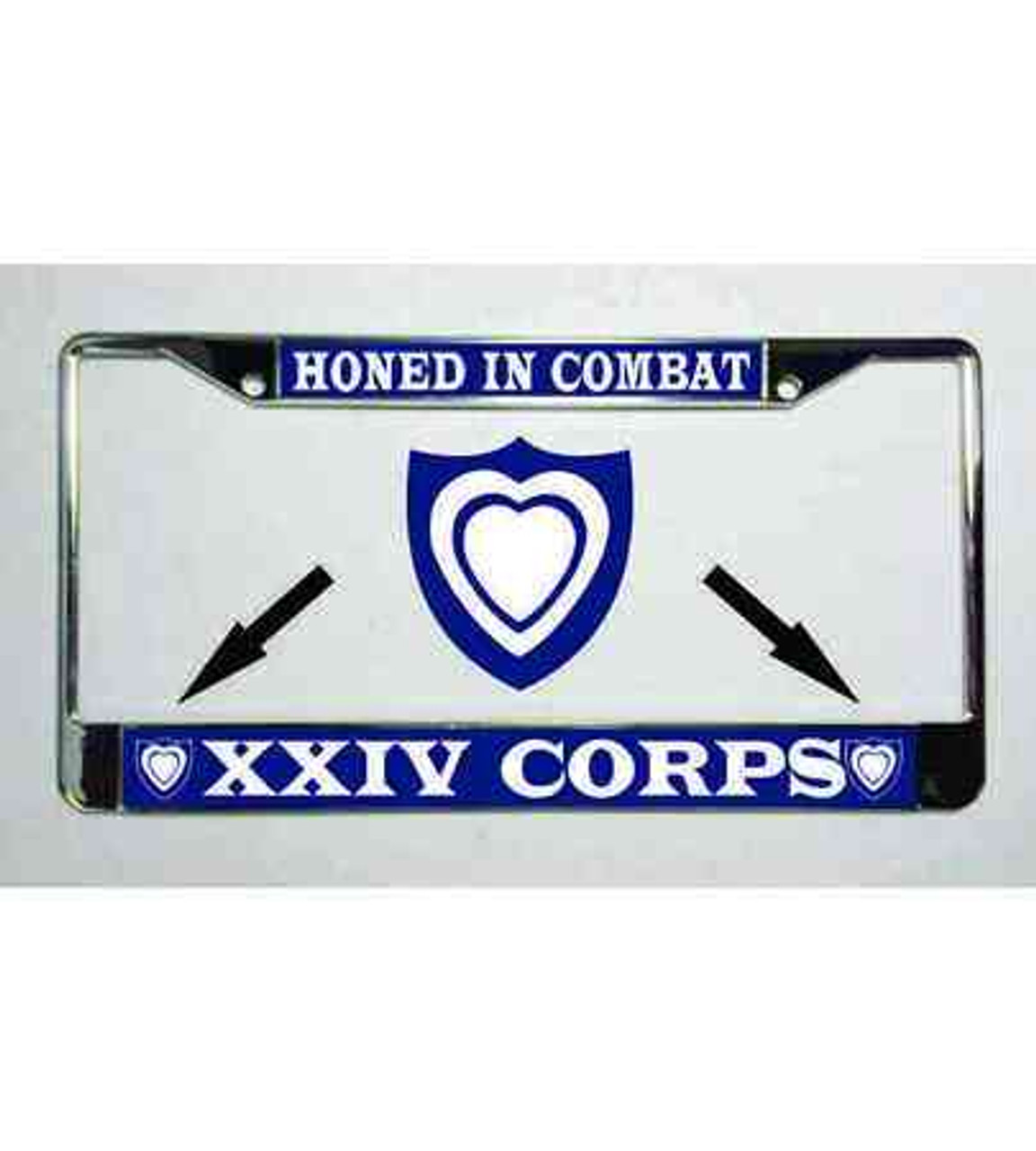 army xxiv 24th corps honed in combat license plate frame