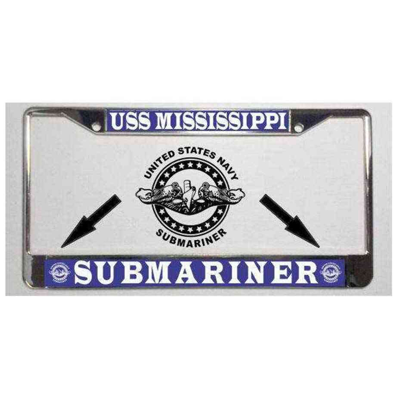 navy submarine badge uss mississippi license plate frame