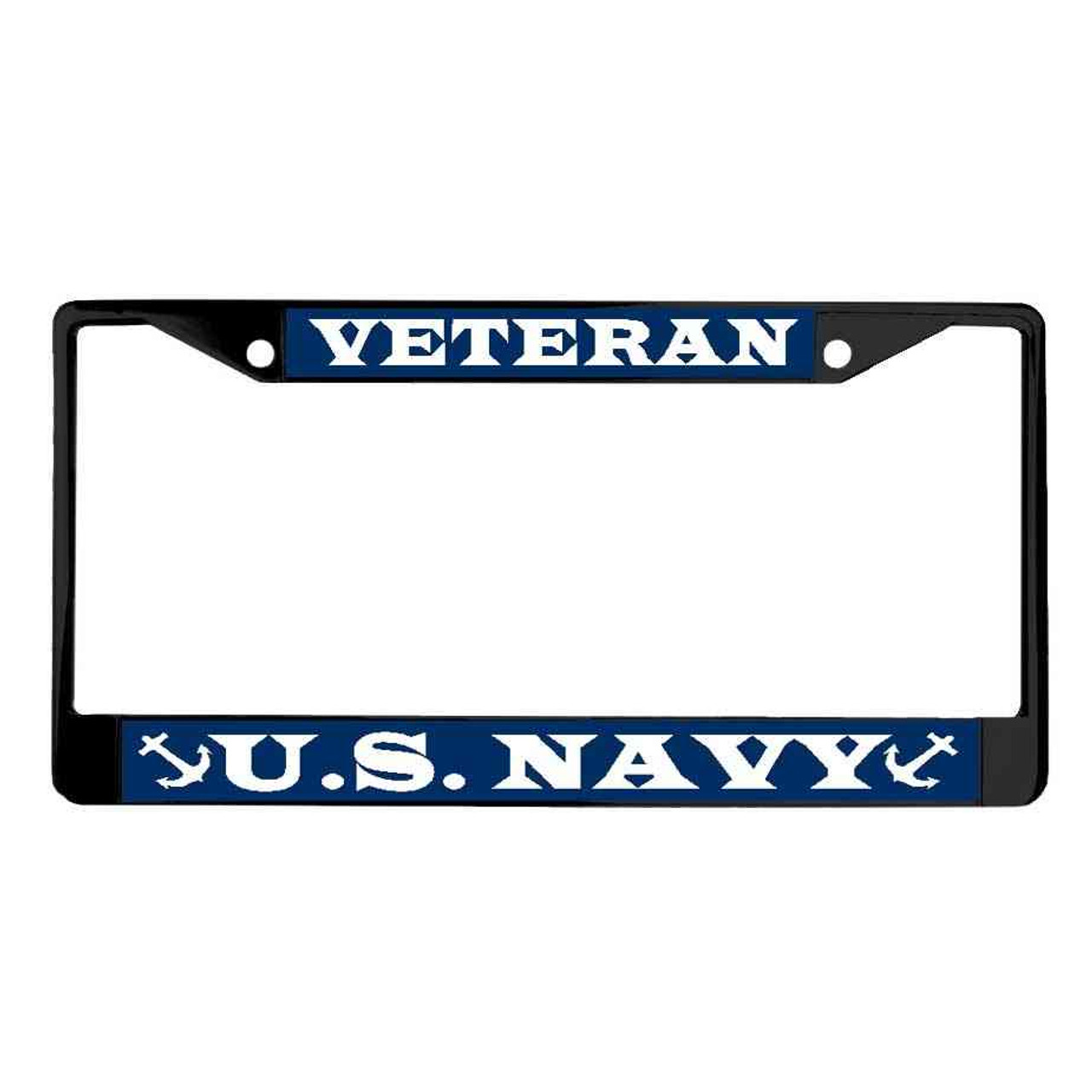 navy veteran powder coated license plate frame
