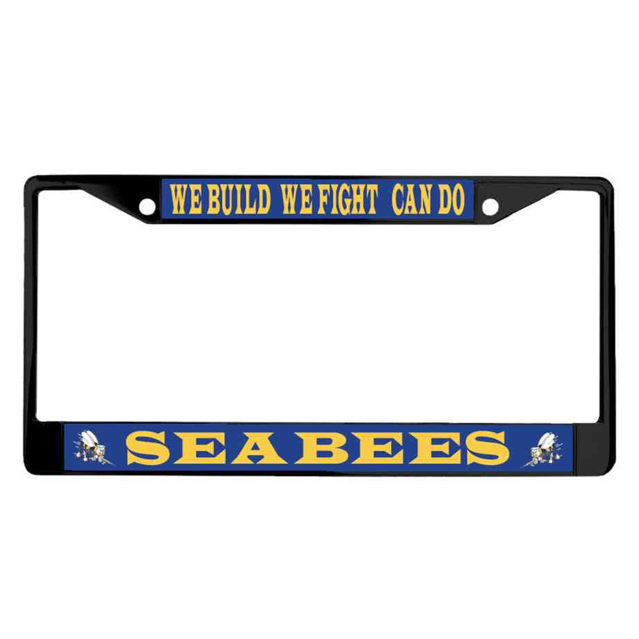 navy seabees can do powder coated license plate frame