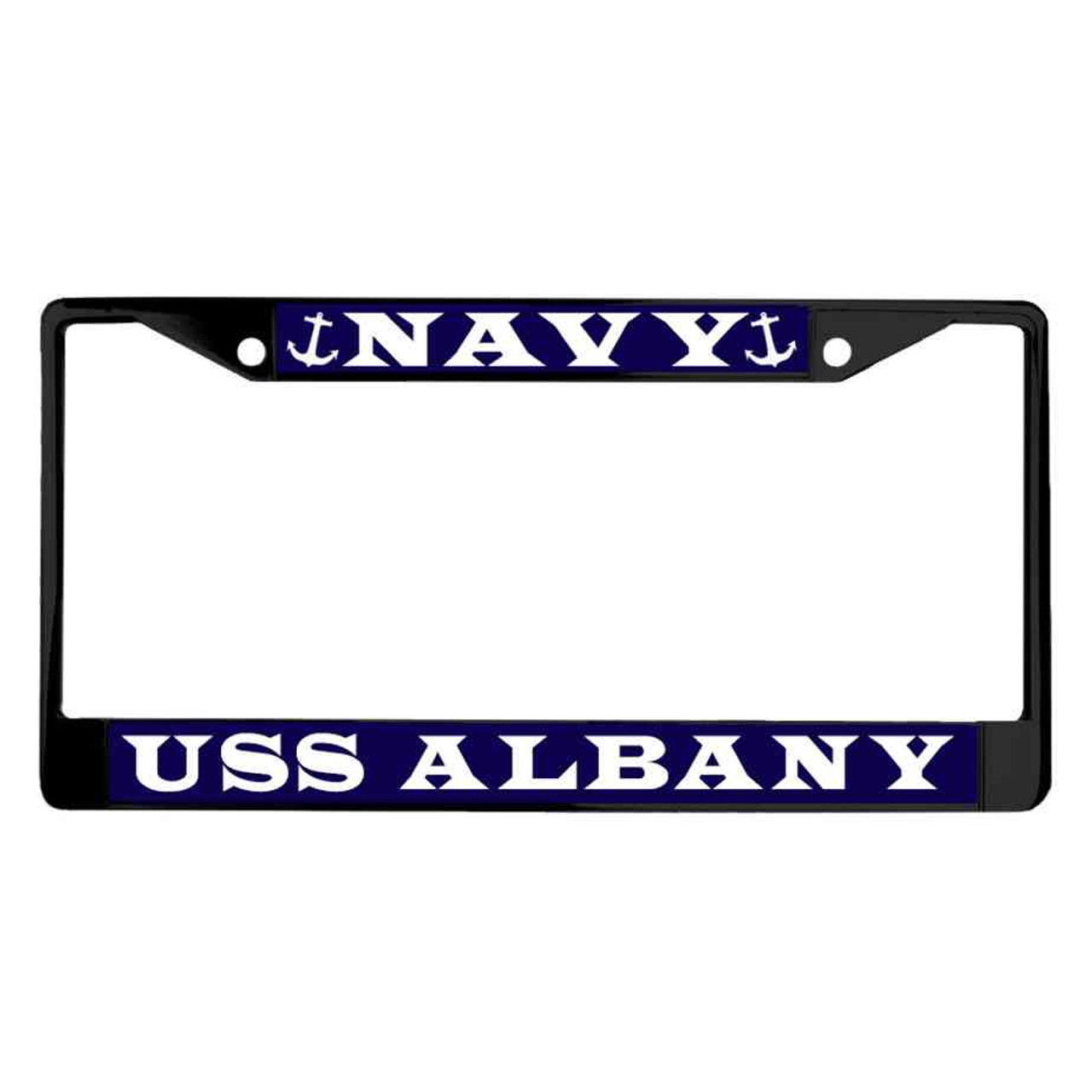 uss albany powder coated license plate frame