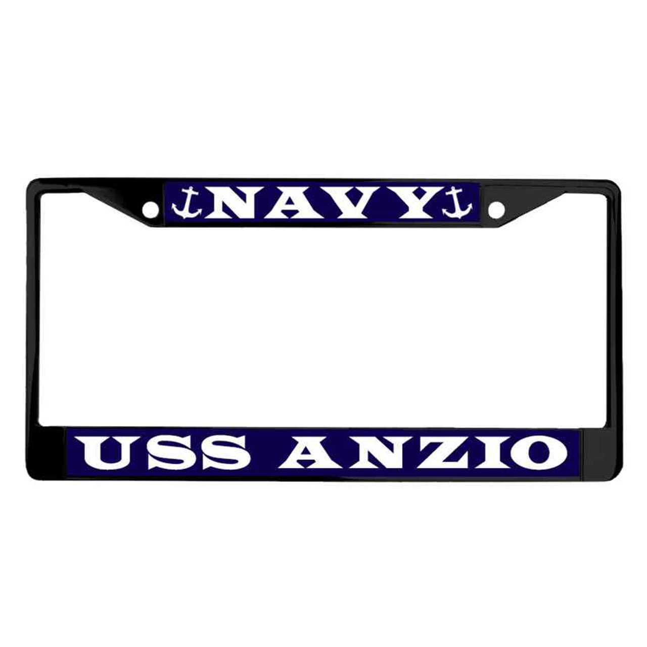 uss anzio powder coated license plate frame