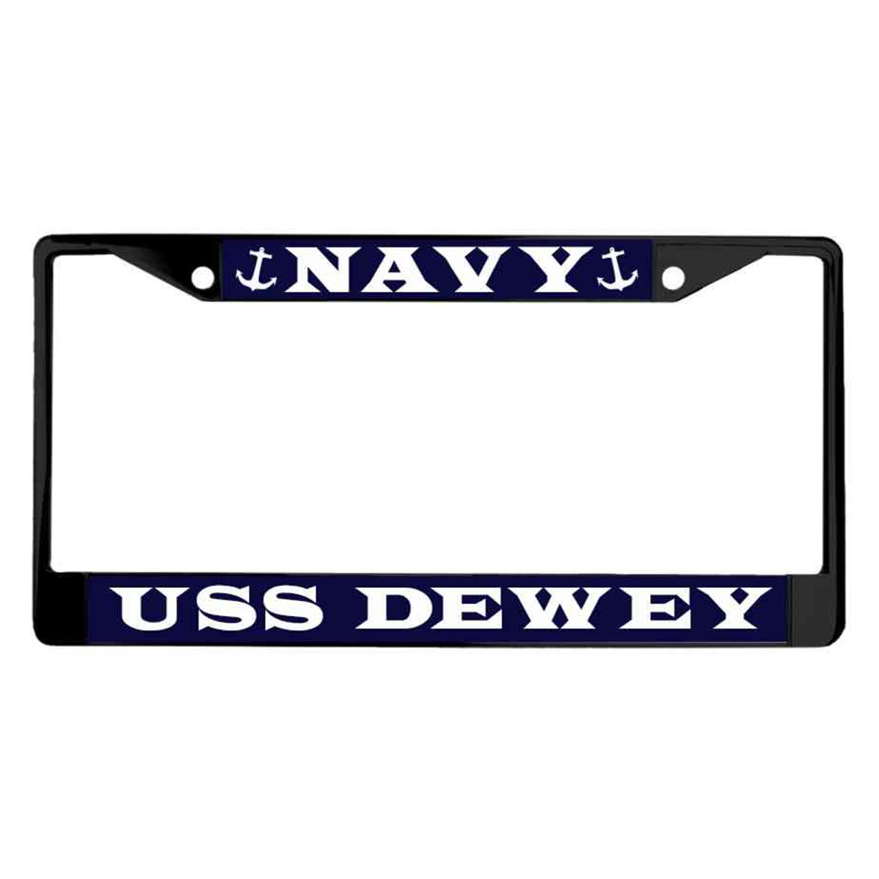 uss dewey powder coated license plate frame