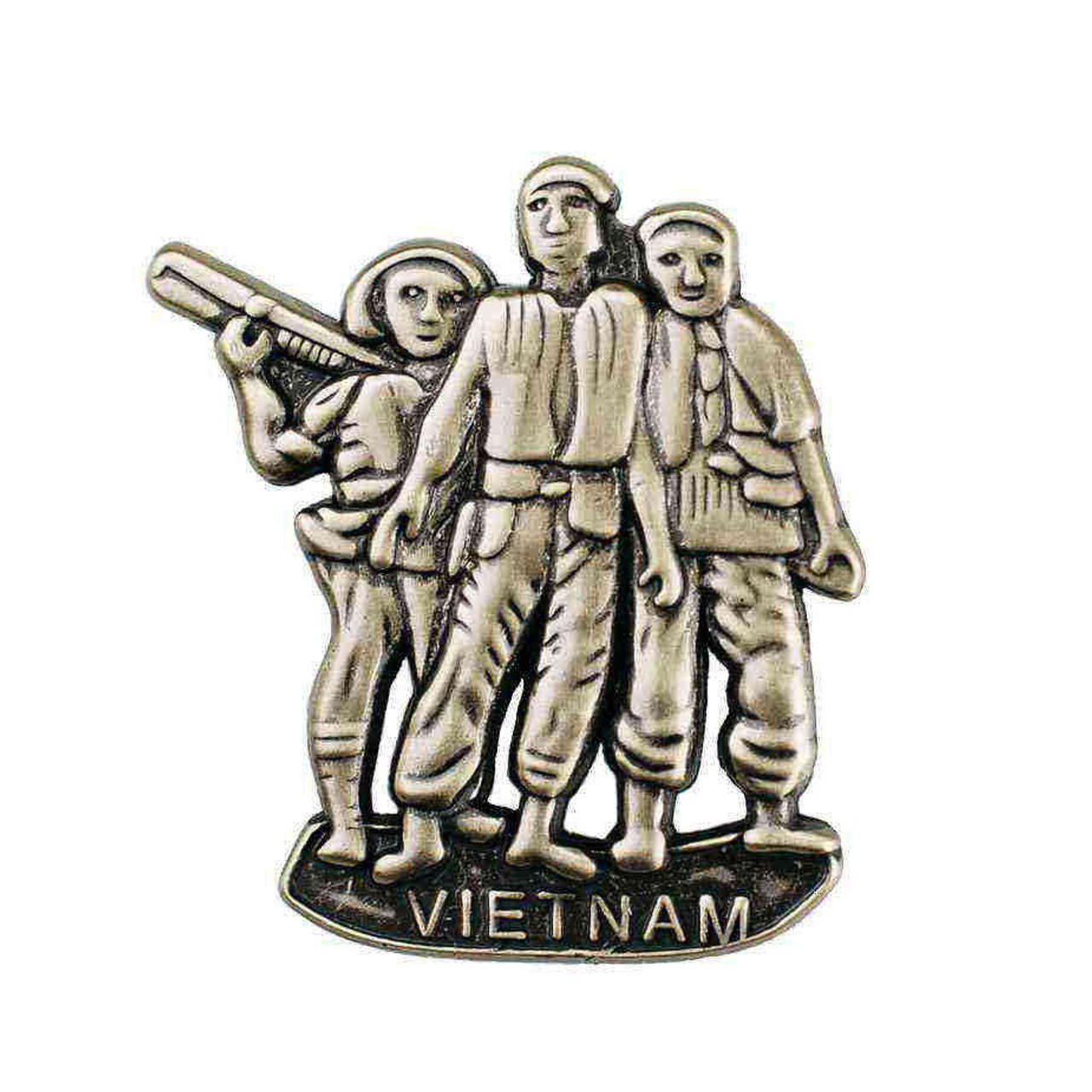 vietnam veteran 3 brothers statue hat lapel pin