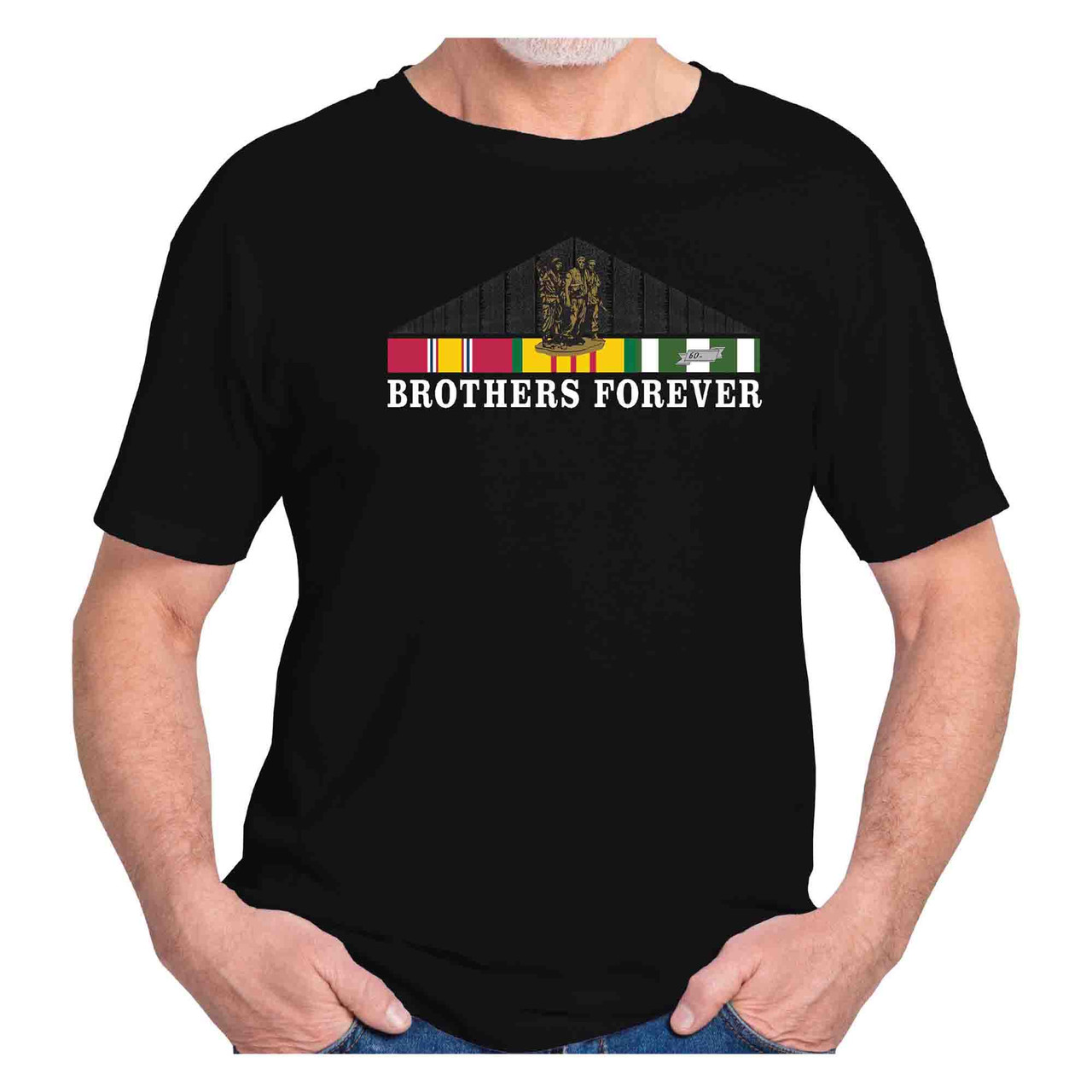 vietnam memorial wall brothers forever tshirt black - front view