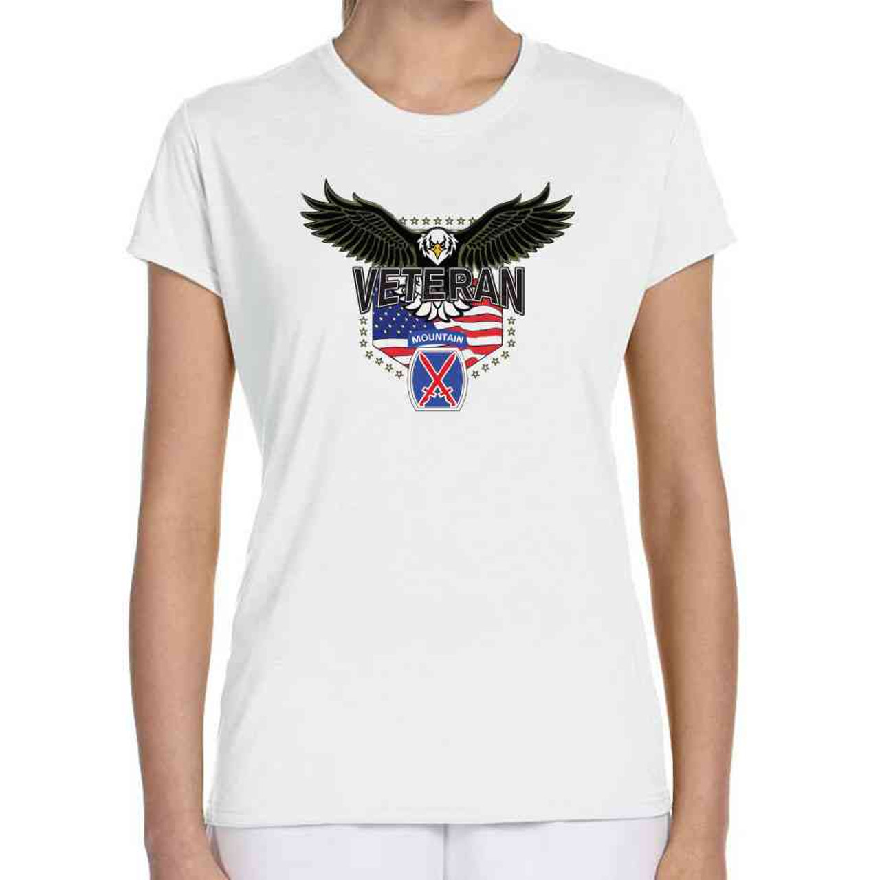 10th mountain division w eagle ladies white tshirt