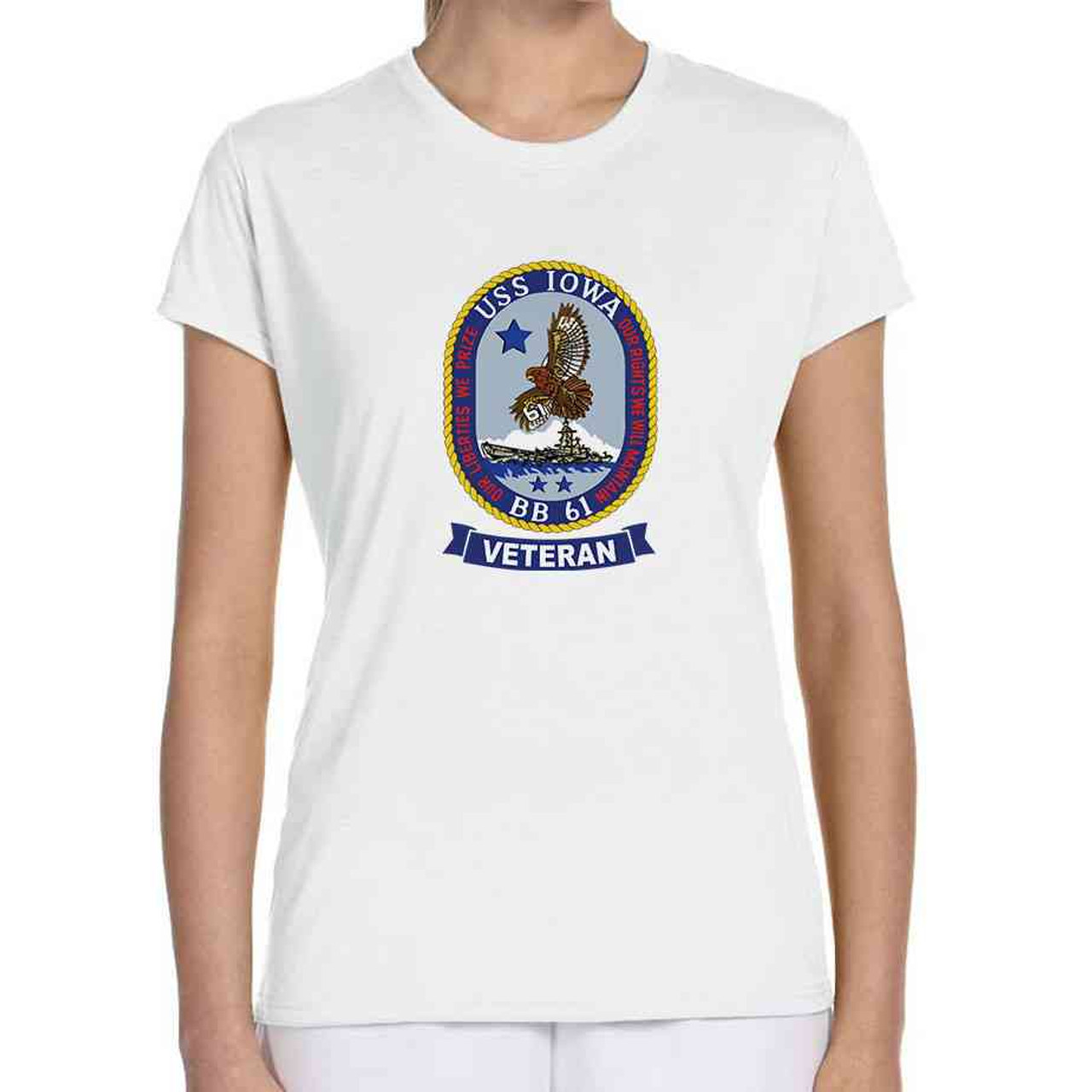 uss iowa veteran ladies white tshirt uss iowa veteran ladies white tshirt