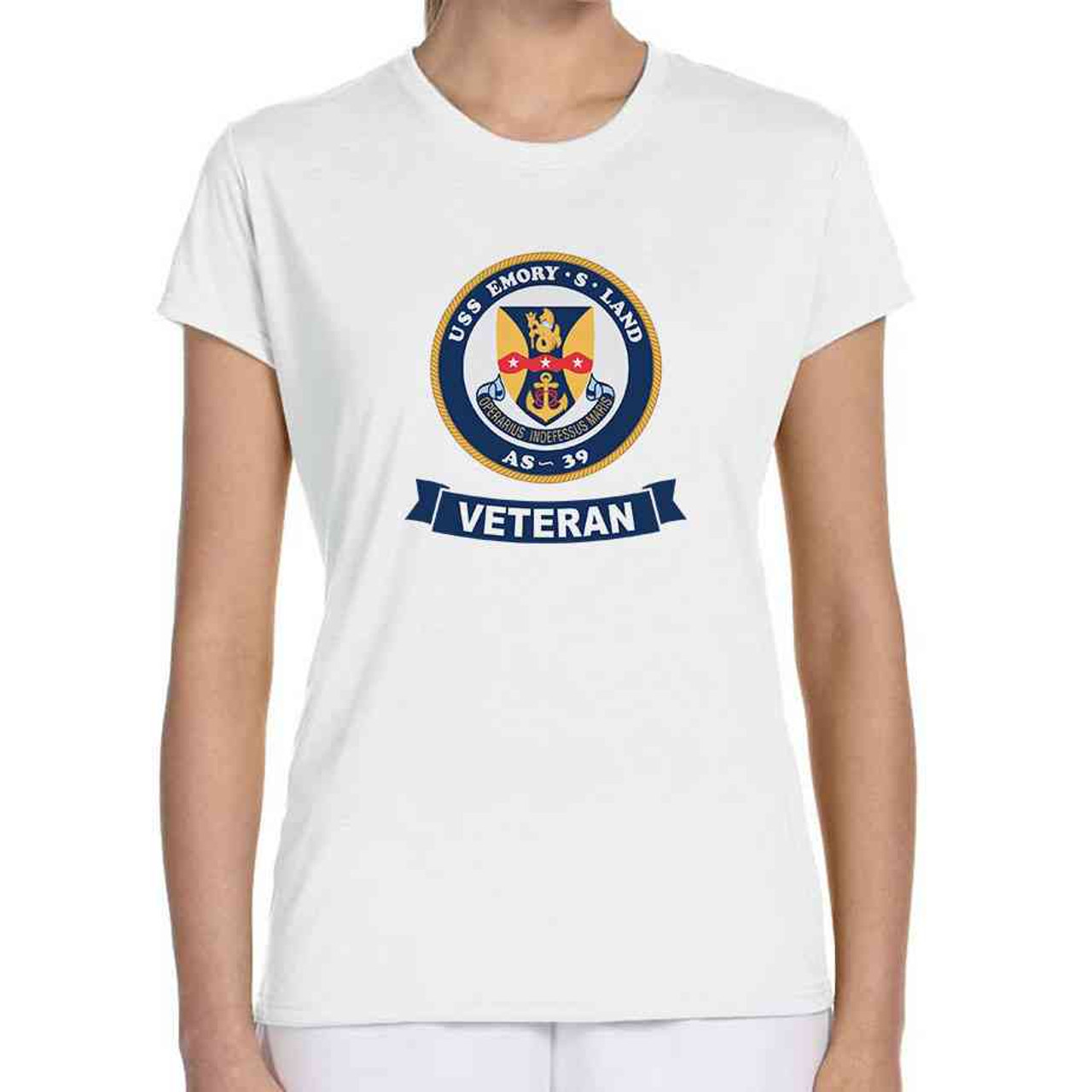 uss emory s land veteran ladies white tshirt