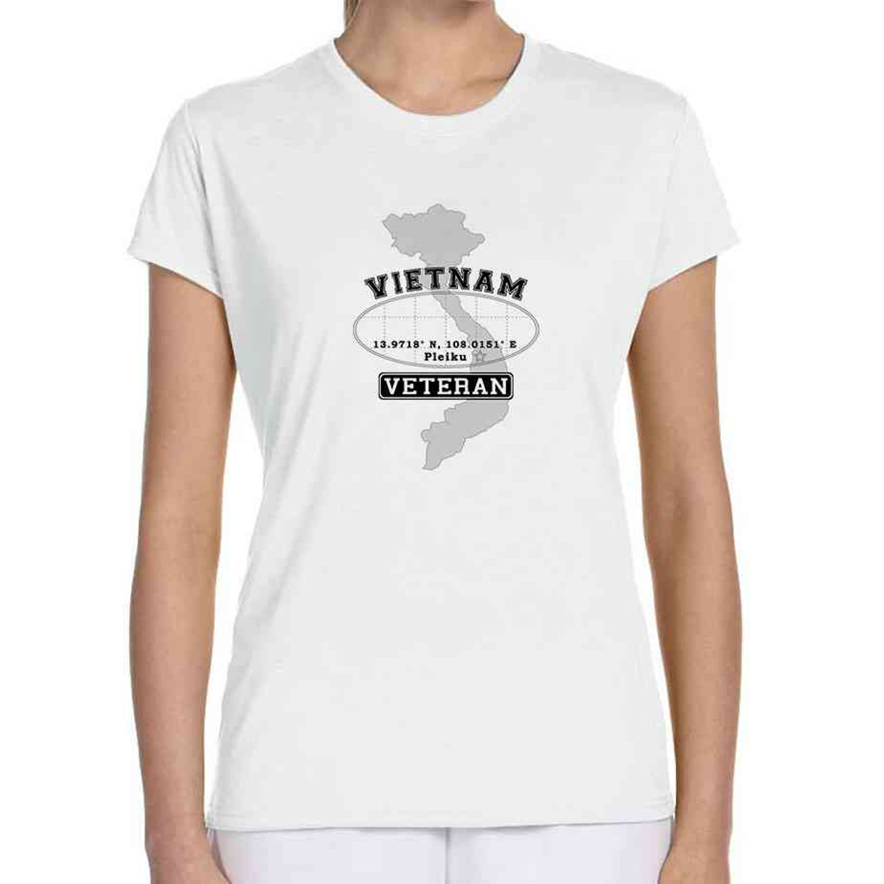 vietnam veteran coordinates pleiku ladies white tshirt