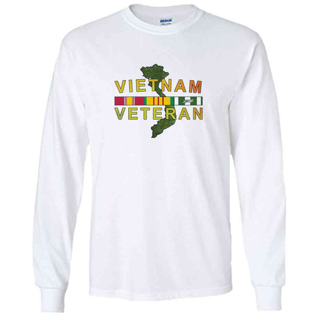 vietnam veteran map white long sleeve shirt