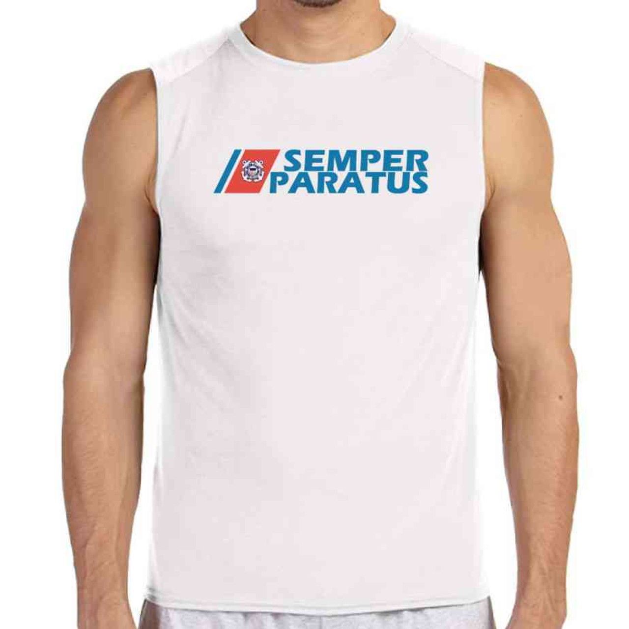 coast guard semper paratus white sleeveless shirt