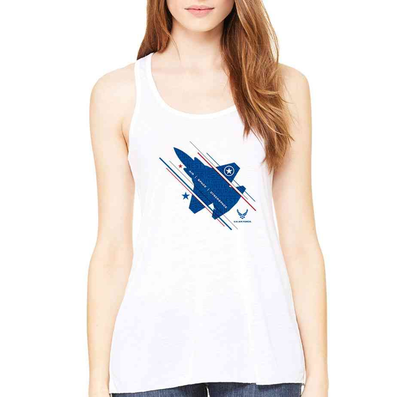 usaf jet and stars ladies white sleeveless shirt usaf jet and stars ladies white sleeveless shirt