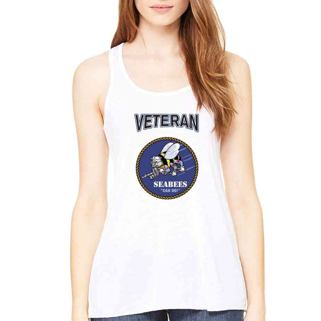 officially licensed u s navy seabees veteran ladies white tank top