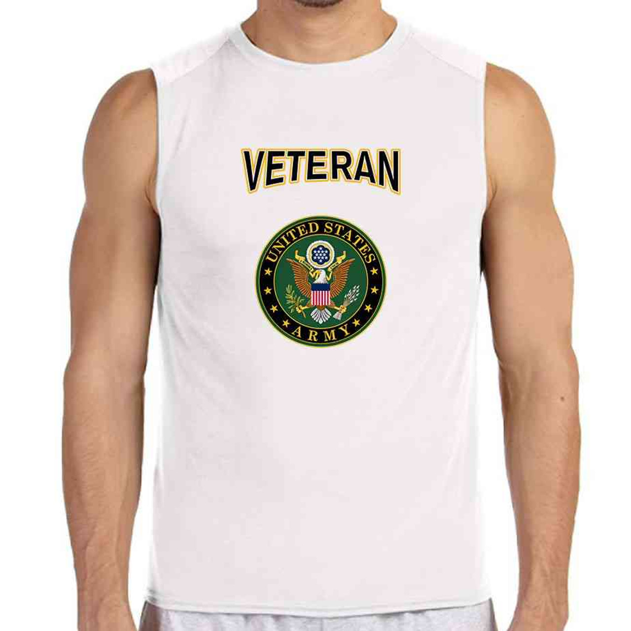 officially licensed u s army crest veteran white performance sleeveless shirt