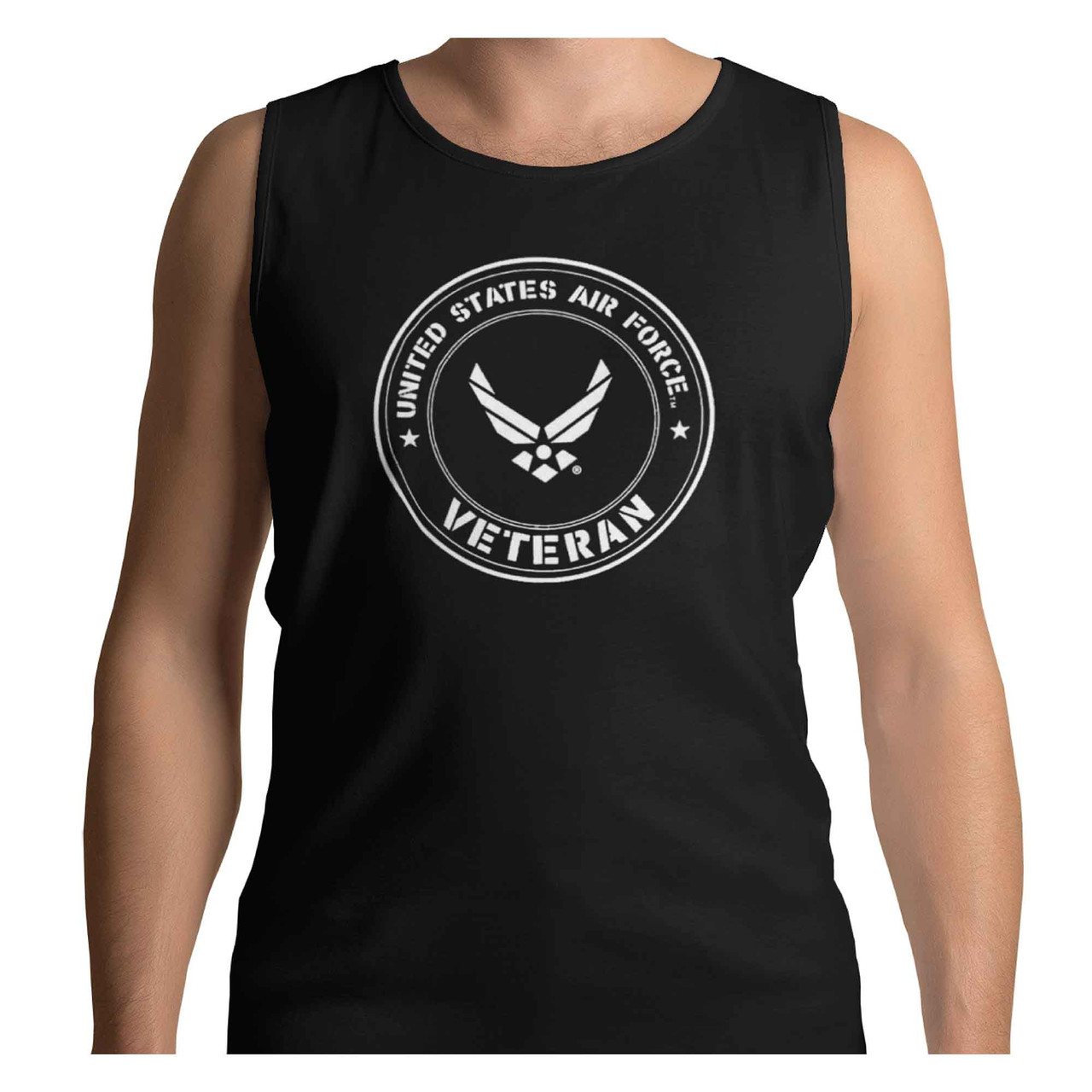 u s air force veteran sleeveless shirt - front view u s air force veteran sleeveless shirt - front view
