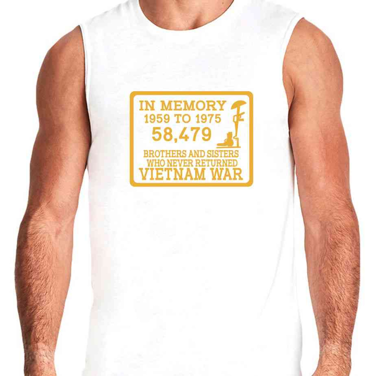 vietnam in memory white sleeveless shirt