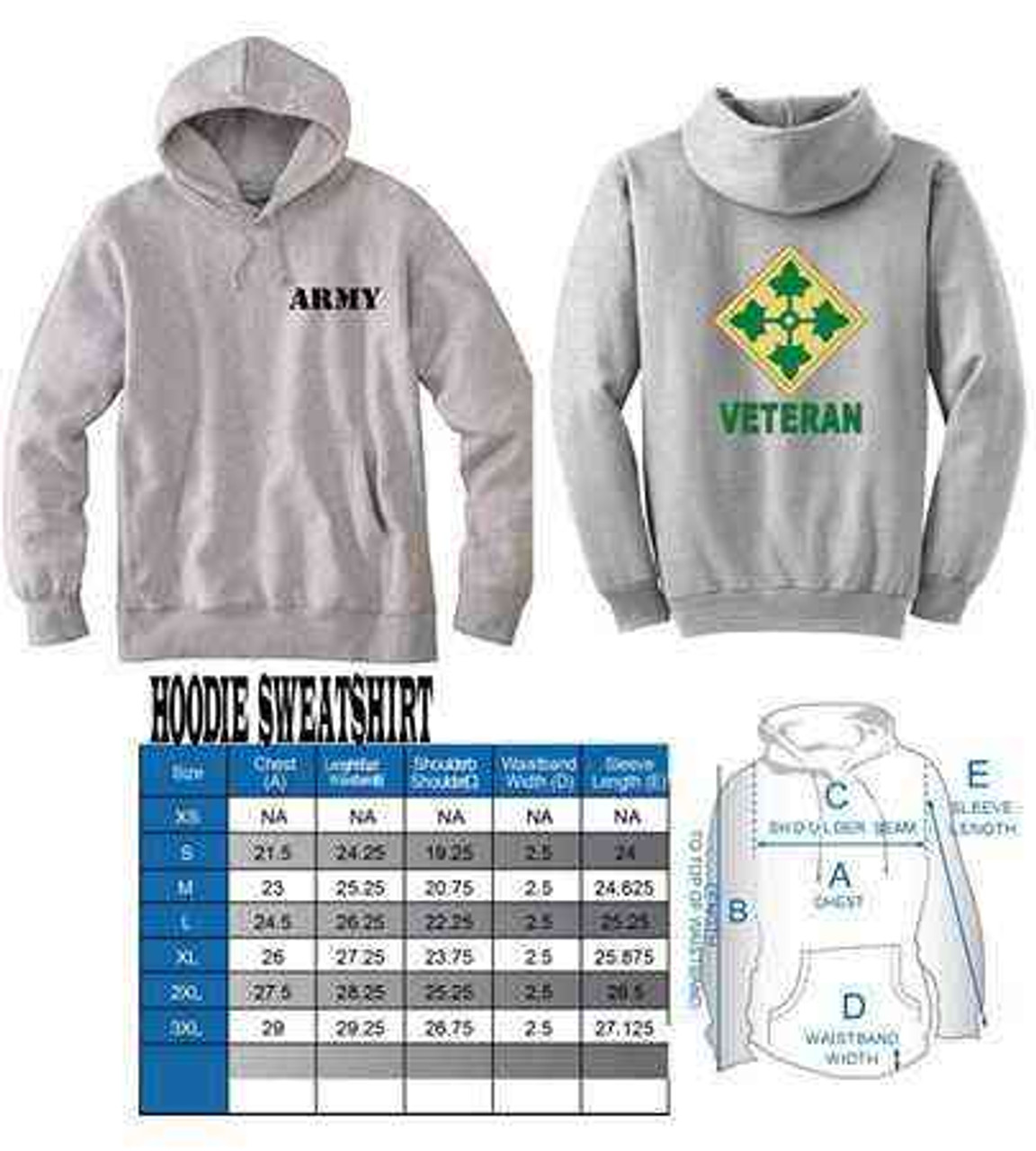 army 4th infantry division veteran hoodie sweatshirt