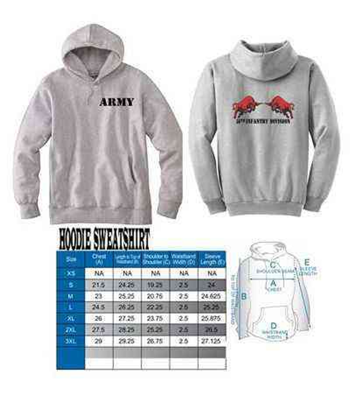 army 34th infantry division bull hooded sweatshirt