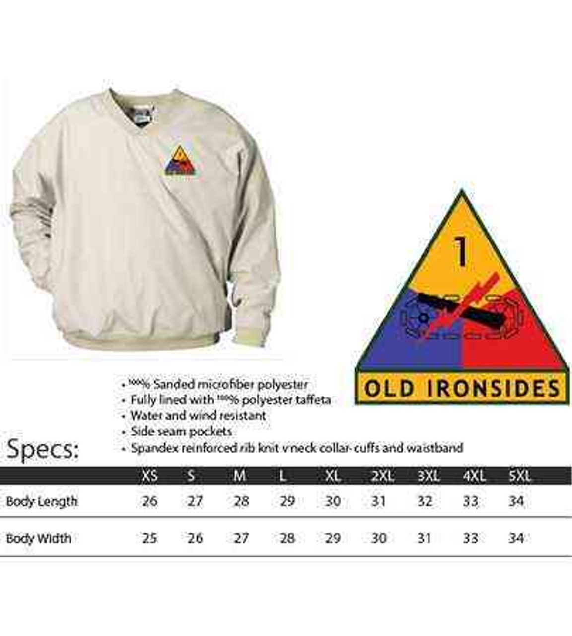 1st armored division old ironsides microfiber windbreaker