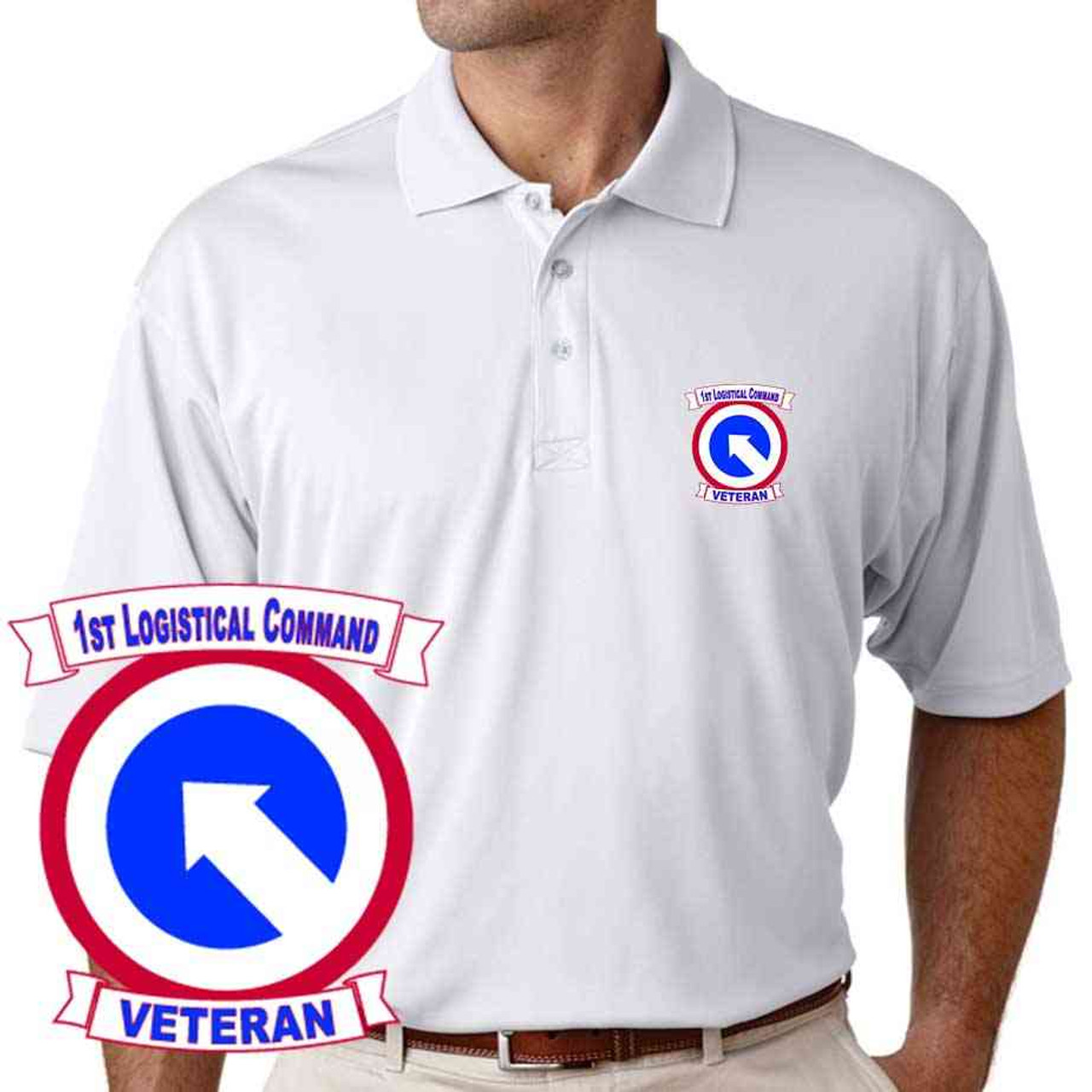 army 1st logistical command veteran performance polo shirt