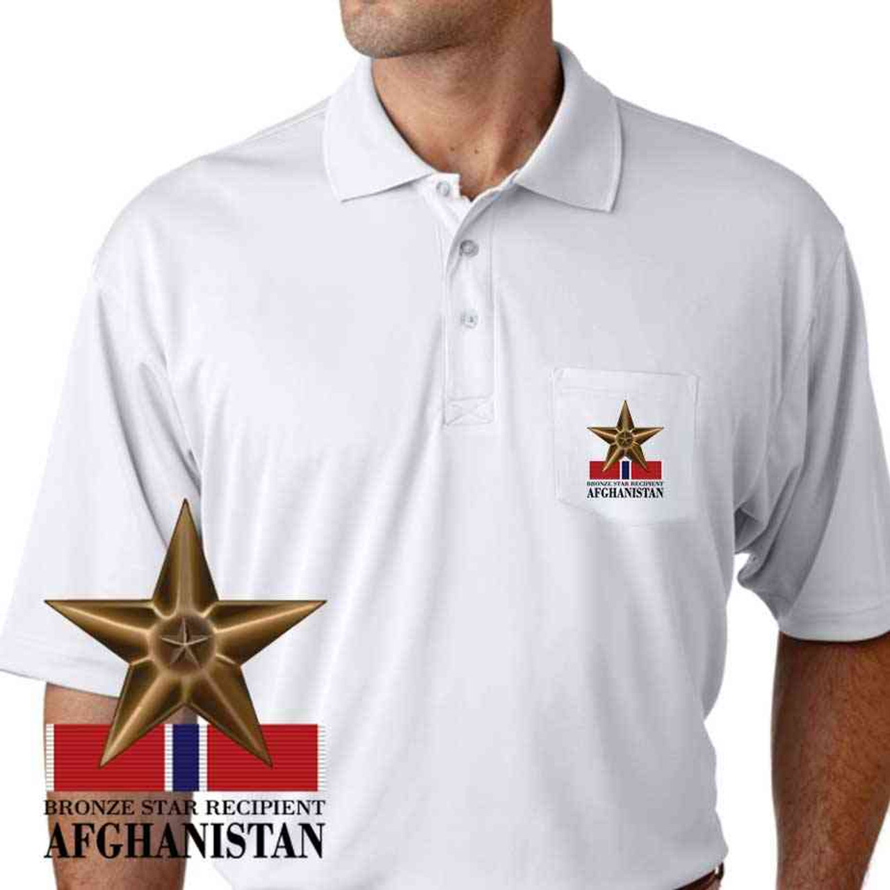 bronze star recipient afghanistan performance pocket polo shirt