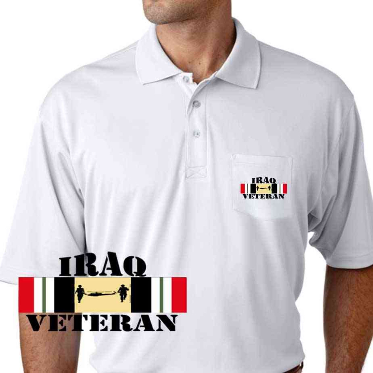 iraq veteran chopper soldiers performance pocket polo shirt
