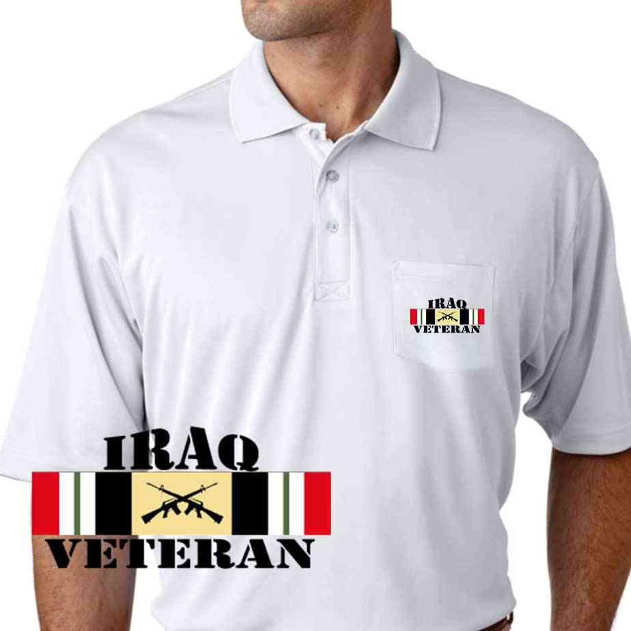 iraq veteran rifles performance pocket polo shirt