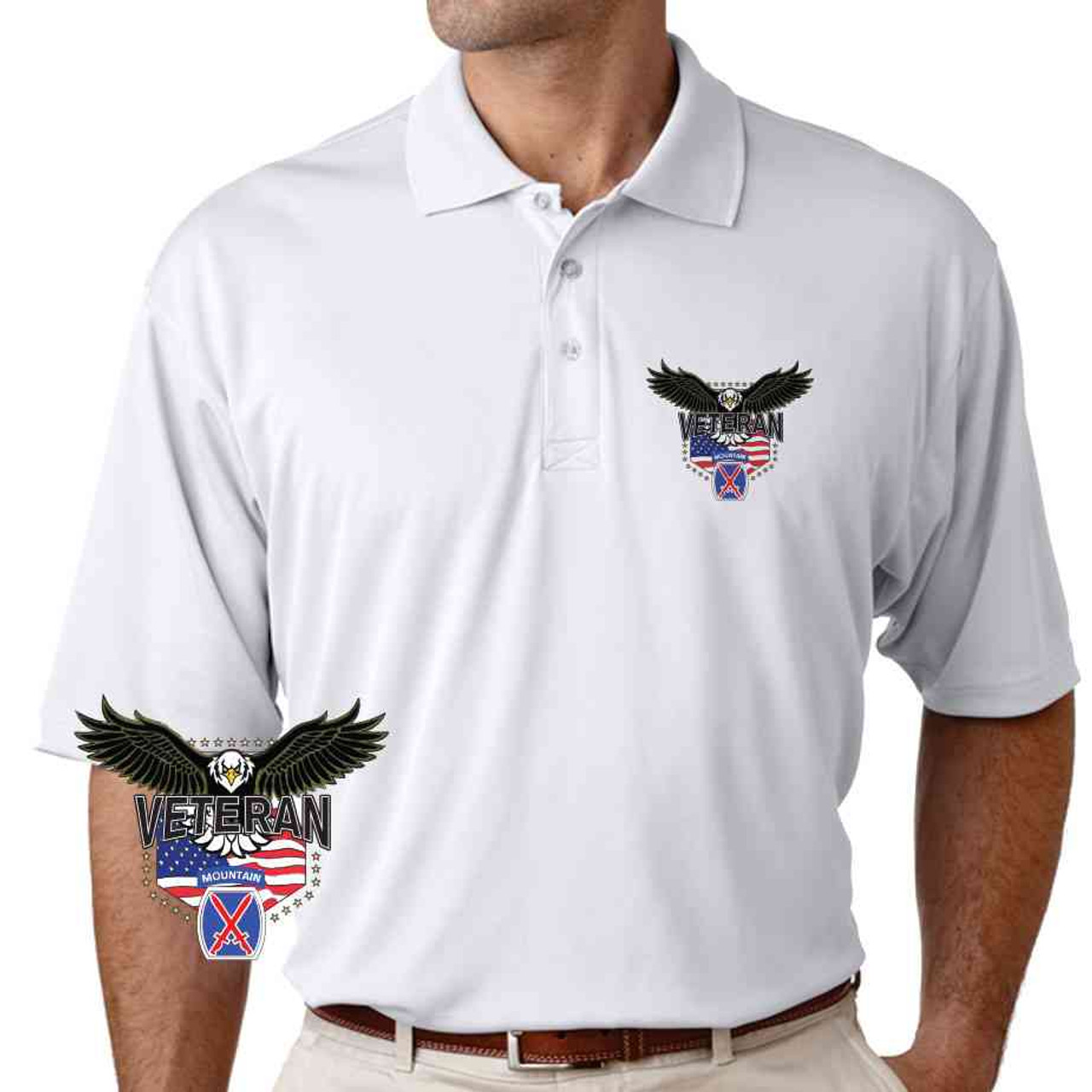 10th mountain division w eagle performance polo shirt