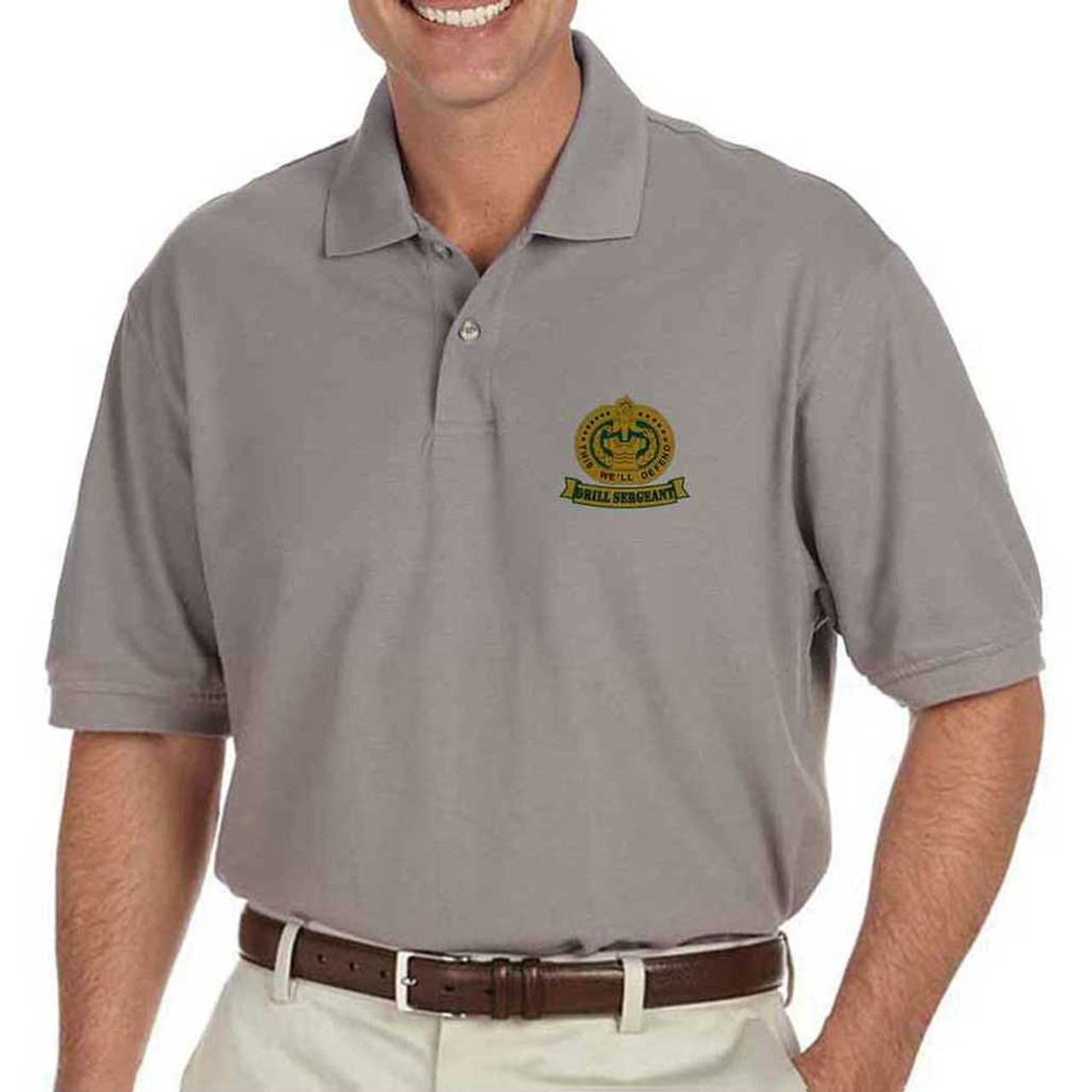 army drill sergeant banner grey performance polo shirt