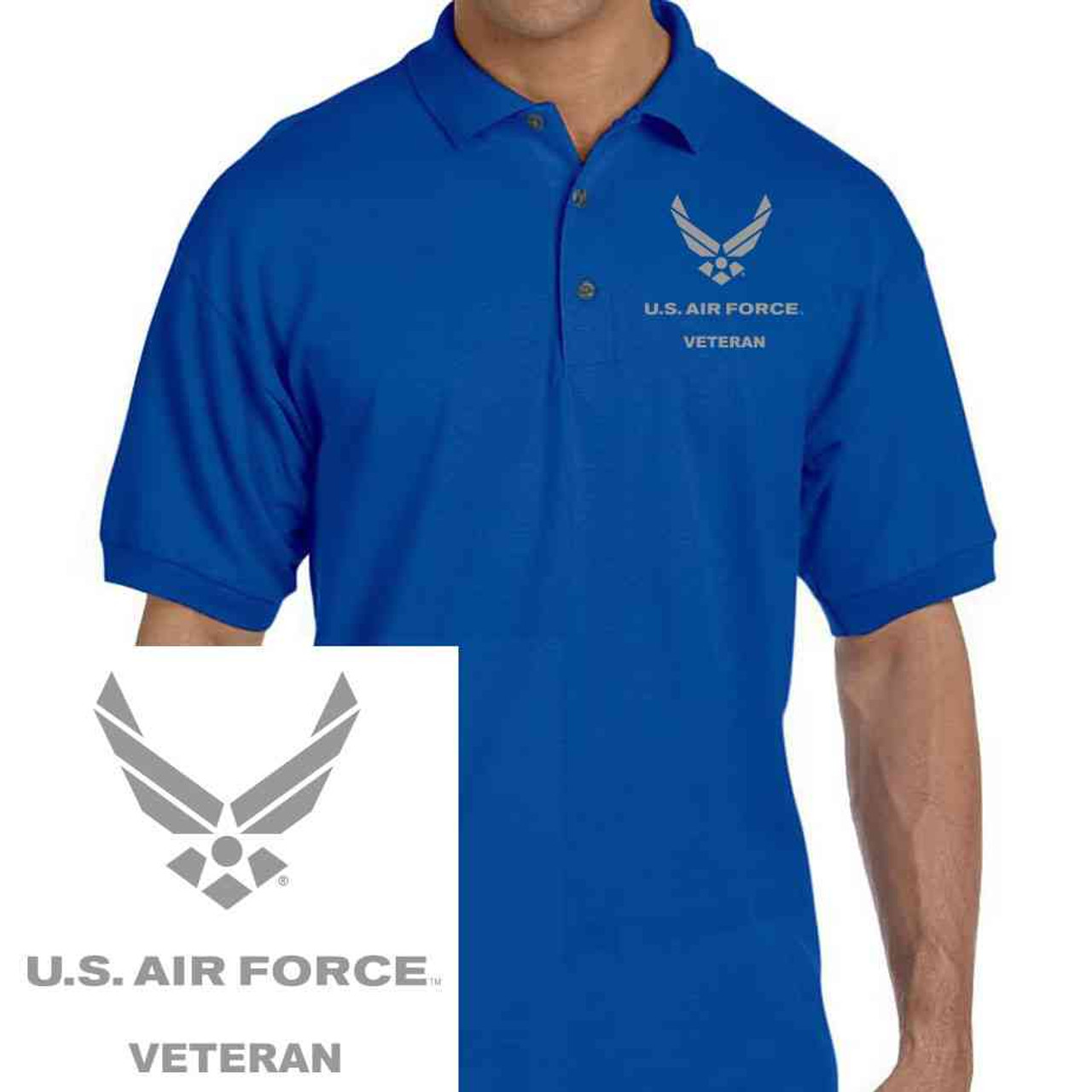 officially licensed u s air force silver grey air force embroidered polo